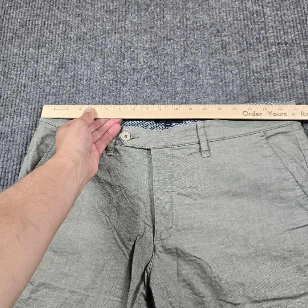 Ted Baker Shorts Mens 36 Gray Olive Stretch Chino Flat Front Casual 9"‎ Inseam - Picture 10 of 12